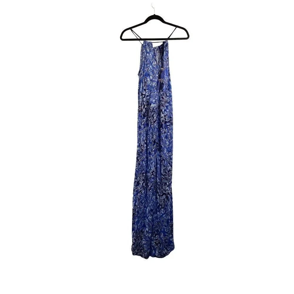 Lucky Brand women’s blue maxi tassel front dress size medium 